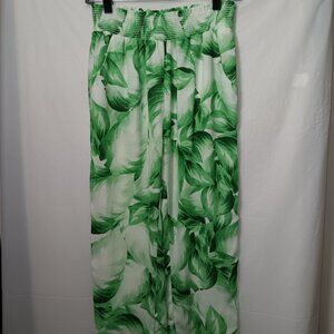SHOW ME YOUR MUMU TROPICAL LEAF PRINT SHADE PANTS GREEN WHITE SIZE SMALL